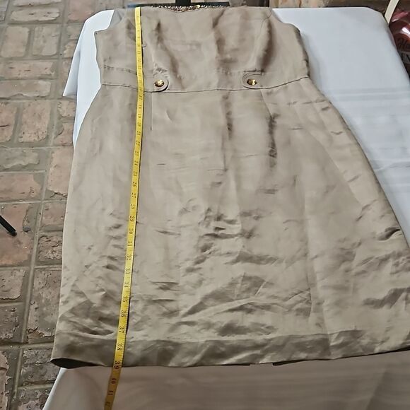 Alex Marie Bronze Linen & Silk Blend Embellished Sheath Dress – Size 12 - Picture 8 of 11